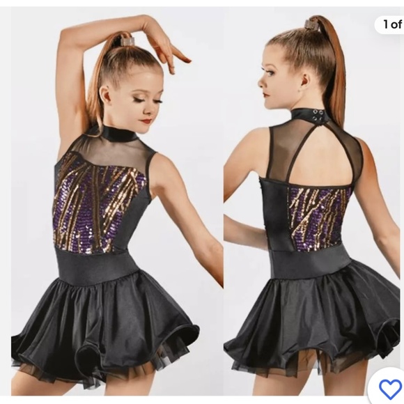 Weissman Check Me Out 12481 Black with red sequins Dance Costume MC - Picture 2 of 8